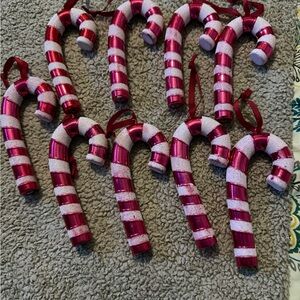 Festive Red and White Candy Cane Ornaments